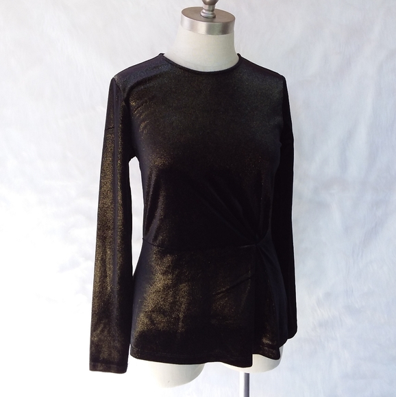 MICHAEL KORS BLACK TOP GOLD GLITTER SIZE S - Picture 1 of 8